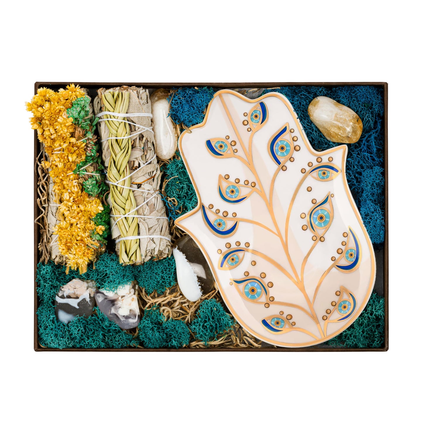 Sage Boxes with Hamsa Plates for Energizing and Protecting Your Space, Gift your loved one's (Peaceful State)