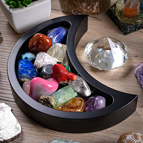 Curawood Crescent Moon Tray for Crystals - Showcase Your Crystals & Healing Stones