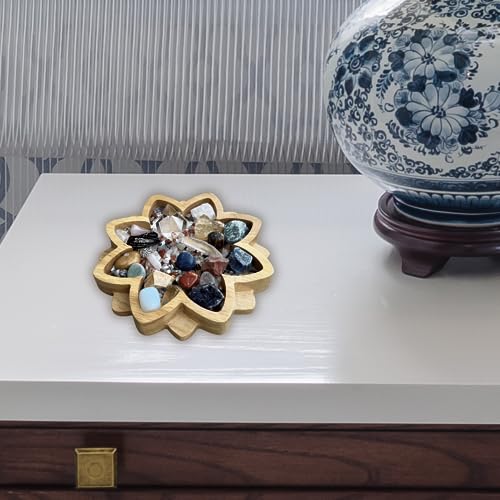 Wooden Lotus Crystal Tray for Stones - Display Your Crystals & Healing Stones