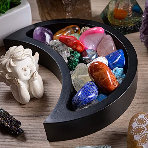 Curawood Crescent Moon Tray for Crystals - Showcase Your Crystals & Healing Stones