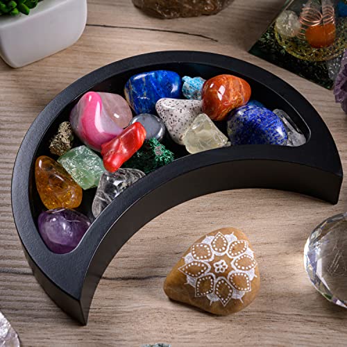 Curawood Crescent Moon Tray for Crystals - Showcase Your Crystals & Healing Stones